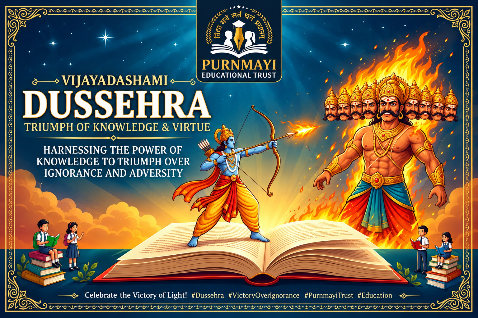 Extinguishing darkness, igniting light in every life. Happy Dussehra